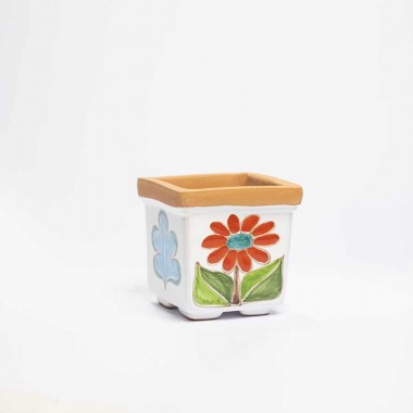 Vaso Porta Pianta Folk fiore ceramiche de simone VSPQMG Vaso Porta Pianta Folk fiore ceramiche de simone VSPQMG